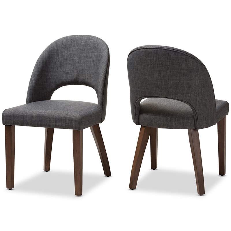 Baxton Studio Wesley Upholstered Dining Side Chair in Gray (Set of 2)