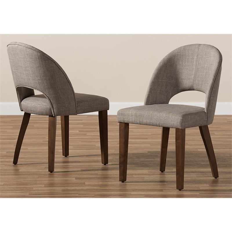 Baxton Studio Wesley Upholstered Dining Side Chair in Gray (Set of 2)