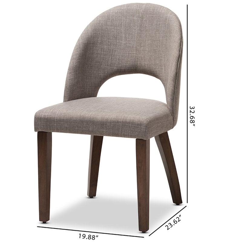 Baxton Studio Wesley Upholstered Dining Side Chair in Gray (Set of 2)