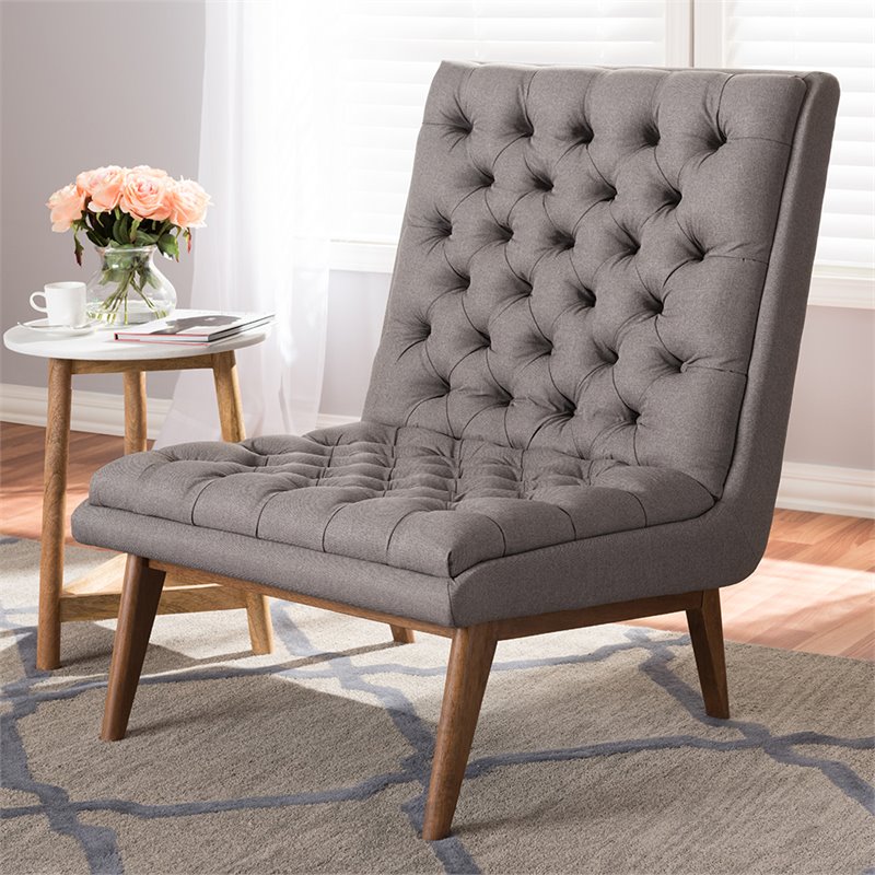 Baxton Studio Annetha Tufted Accent Chair in Gray