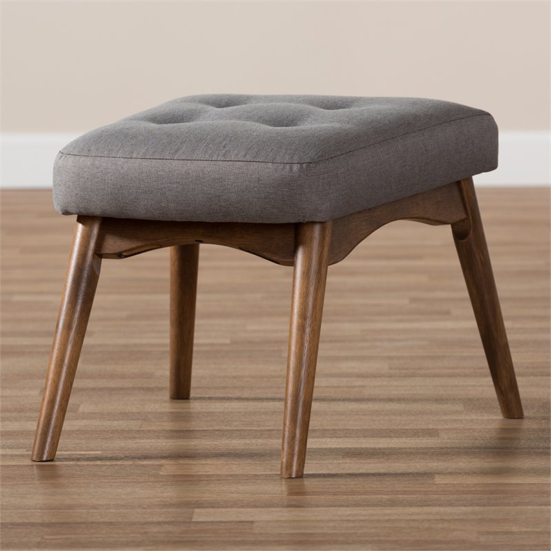 Baxton Studio Waldmann Tufted Ottoman in Gray