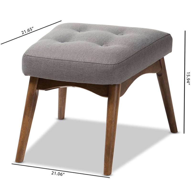 Baxton Studio Waldmann Tufted Ottoman in Gray