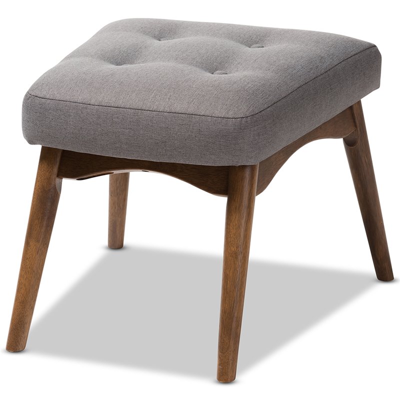 Baxton Studio Waldmann Tufted Ottoman in Gray
