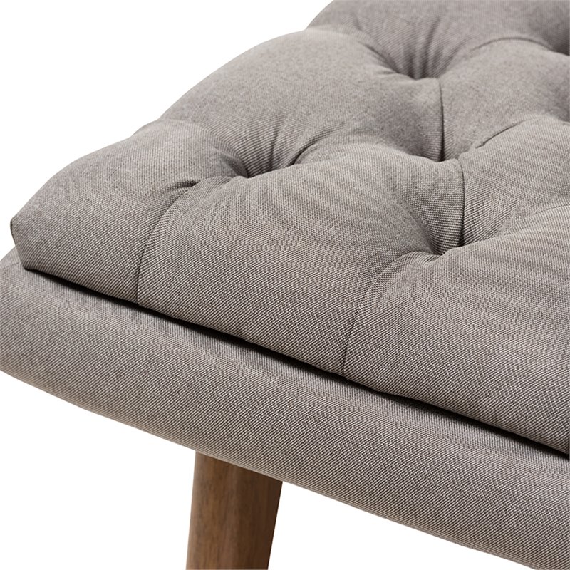 Baxton Studio Annetha Tufted Ottoman in Gray and Walnut