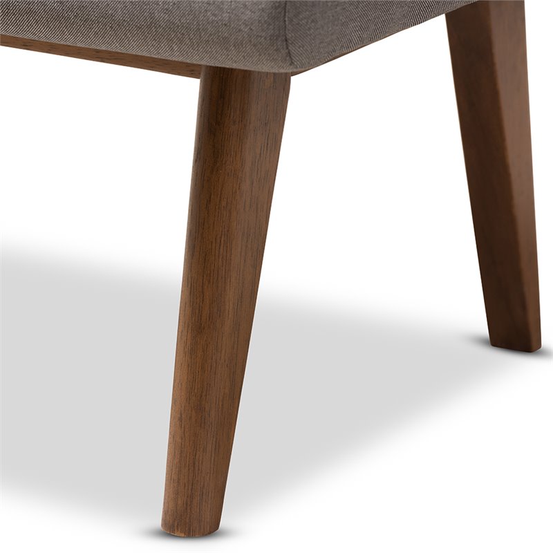 Baxton Studio Annetha Tufted Ottoman in Gray and Walnut