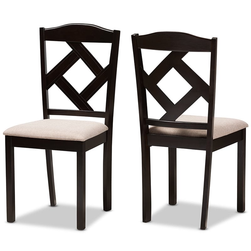 Baxton Studio Ruth 5 Piece Dining Set in Beige and Dark Brown