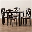Baxton Studio Ruth 5 Piece Dining Set in Beige and Dark Brown
