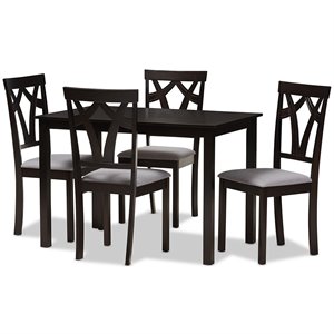 baxton studio sylvia 5 piece dining set in gray and dark brown