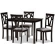Baxton Studio Sylvia 5 Piece Dining Set in Gray and Dark Brown
