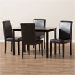 Baxton Studio Mia 5 Piece Dining Set in Dark Brown