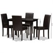 Baxton Studio Mia 5 Piece Dining Set in Dark Brown