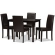 Baxton Studio Mia 5 Piece Dining Set in Dark Brown