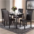 Baxton Studio Avery 5 Piece Dining Set in Dark Brown