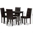 Baxton Studio Avery 5 Piece Dining Set in Dark Brown