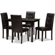 Baxton Studio Avery 5 Piece Dining Set in Dark Brown