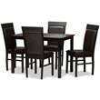 Baxton Studio Thea 5 Piece Dining Set in Dark Brown