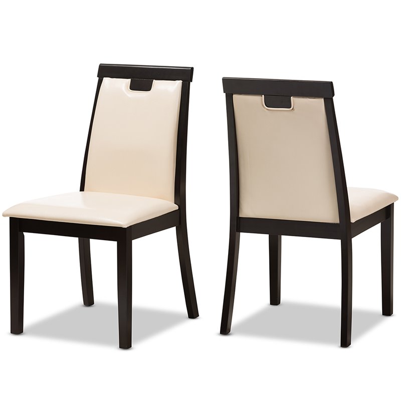 Baxton Studio Evelyn 5 Piece Dining Set in Beige and Dark Brown