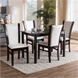 Baxton Studio Adley 5 Piece Dining Set in White and Dark Brown