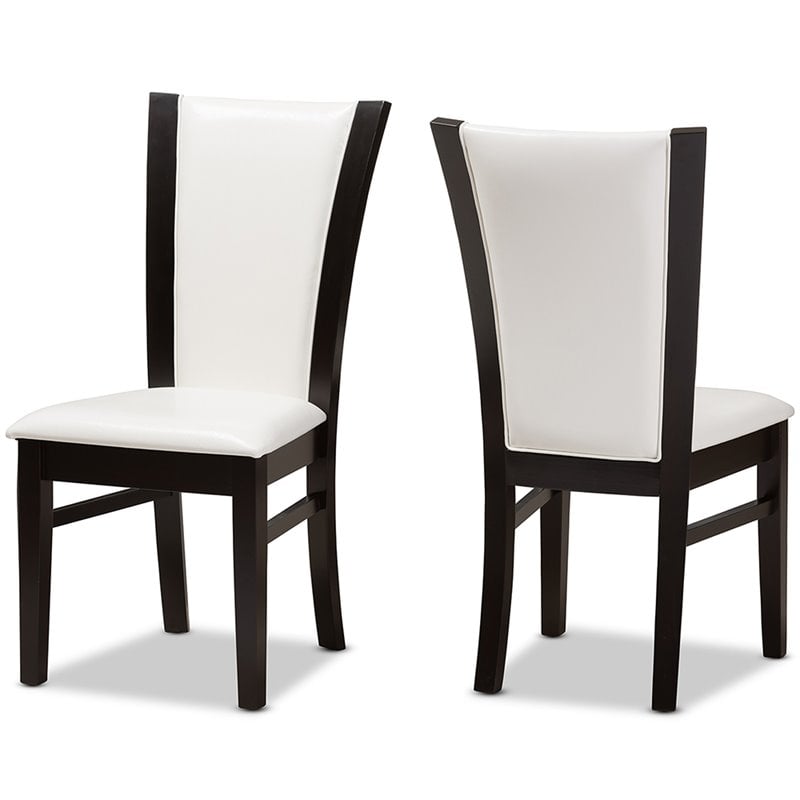 Baxton Studio Adley 5 Piece Dining Set in White and Dark Brown