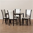 Baxton Studio Adley 5 Piece Dining Set in White and Dark Brown