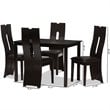Baxton Studio Alani 5 Piece Dining Set in Dark Brown
