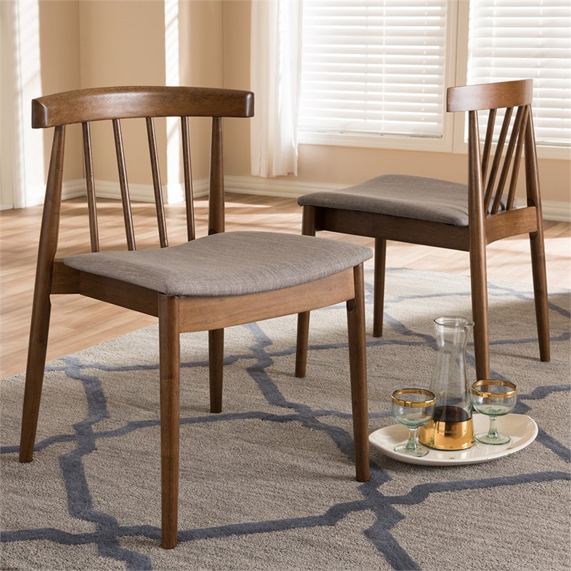 Baxton Studio Wyatt Dining Side Chair in Beige and Brown (Set of 2)