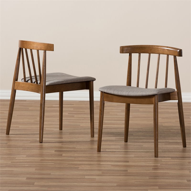 Baxton Studio Wyatt Dining Side Chair in Beige and Brown (Set of 2)