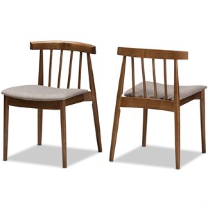 Baxton Studio Wyatt Dining Side Chair in Beige and Brown (Set of 2)