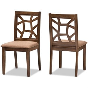 Baxton Studio Abilene Dining Side Chair in Light Brown (Set of 2)