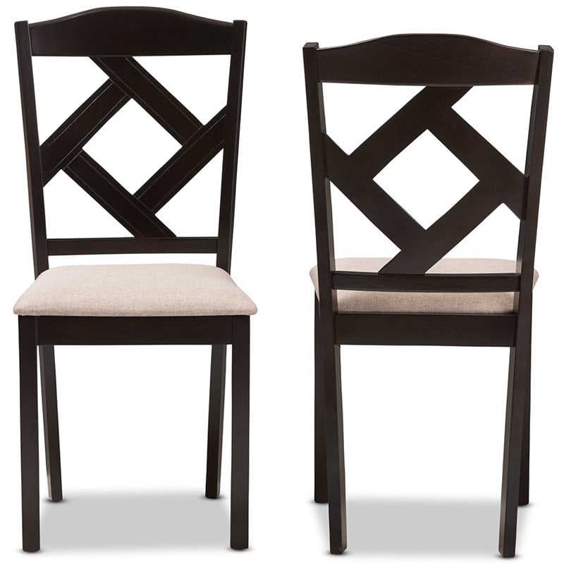 Baxton Studio Ruth Solid Wood Dining Side Chair in Beige and Brown (Set of 2)