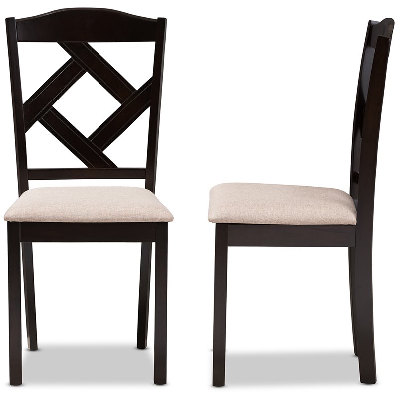 Baxton Studio Ruth Solid Wood Dining Side Chair in Beige and Brown (Set of 2)