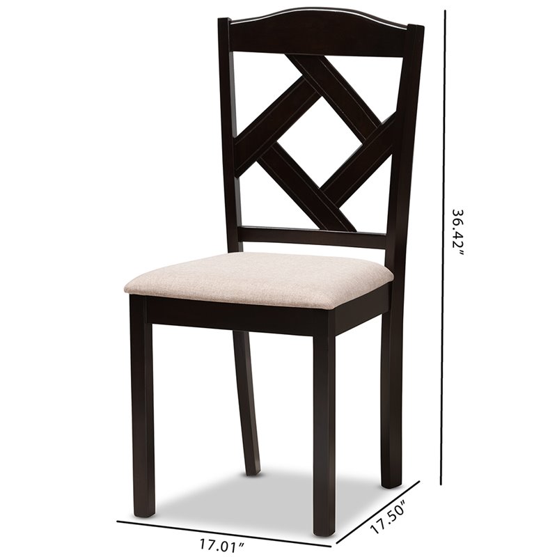 Baxton Studio Ruth Solid Wood Dining Side Chair in Beige and Brown (Set of 2)
