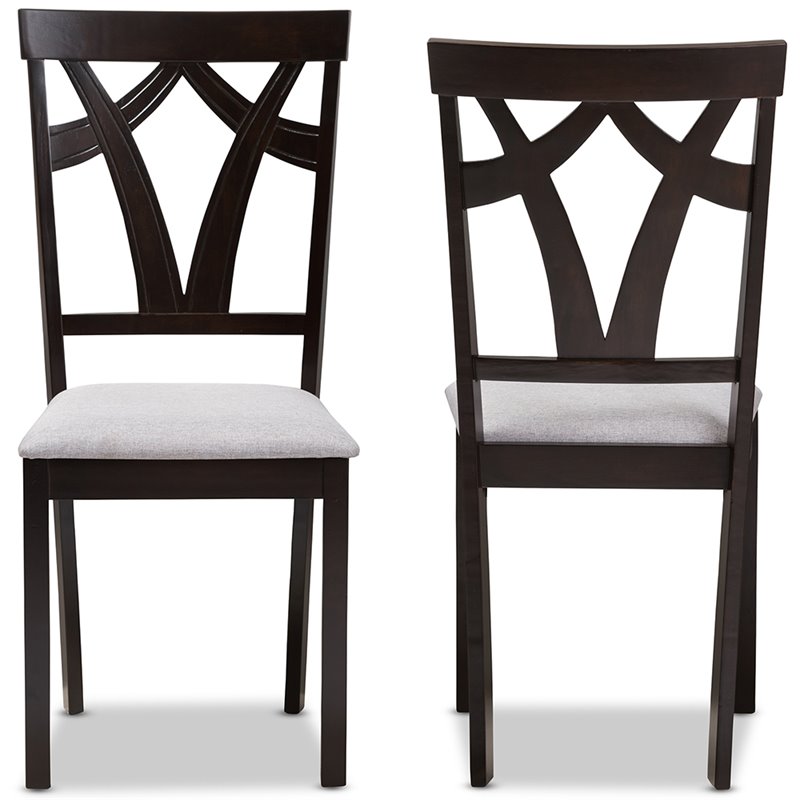 Baxton Studio Sylvia Dining Side Chair in Gray and Brown (Set of 2)