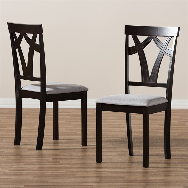 Baxton Studio Sylvia Dining Side Chair in Gray and Brown (Set of 2)