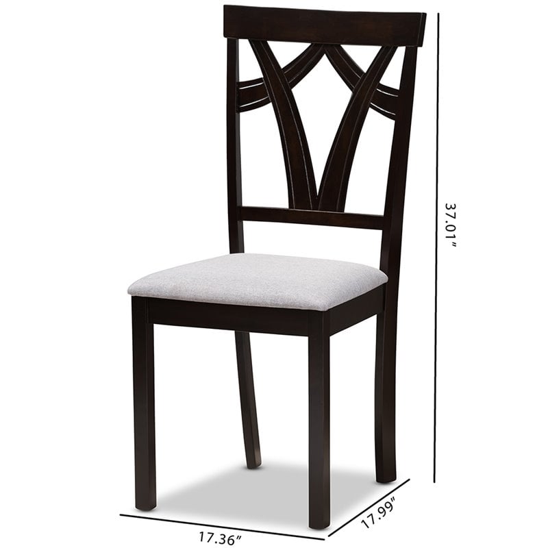 Baxton Studio Sylvia Dining Side Chair in Gray and Brown (Set of 2)