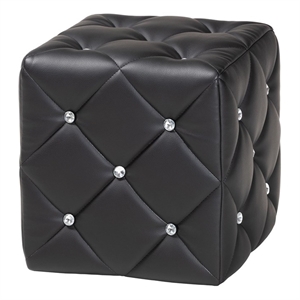 Baxton Studio Stacey 14&quot Square Faux Leather Ottoman in Black