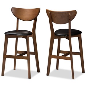 Baxton Studio Eline 25&quot Counter Stool in Black and Brown (Set of 2)
