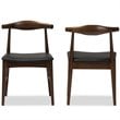 Baxton Studio Winton Dining Side Chair in Black and Brown (Set of 2)