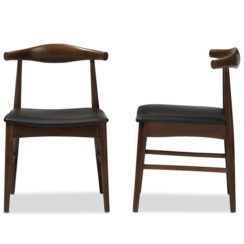 Baxton Studio Winton Dining Side Chair in Black and Brown (Set of 2)