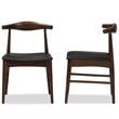 Baxton Studio Winton Dining Side Chair in Black and Brown (Set of 2)