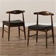 Baxton Studio Winton Dining Side Chair in Black and Brown (Set of 2)