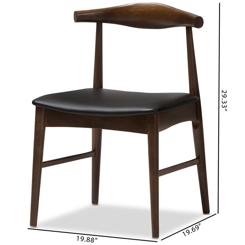 Baxton Studio Winton Dining Side Chair in Black and Brown (Set of 2)