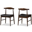 Baxton Studio Winton Dining Side Chair in Black and Brown (Set of 2)