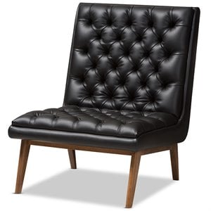 Baxton Studio Annetha Tufted Faux Leather Accent Chair in Black