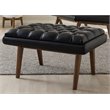Baxton Studio Annetha Faux Leather Ottoman in Black and Walnut
