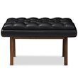 Baxton Studio Annetha Faux Leather Ottoman in Black and Walnut