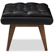 Baxton Studio Annetha Faux Leather Ottoman in Black and Walnut