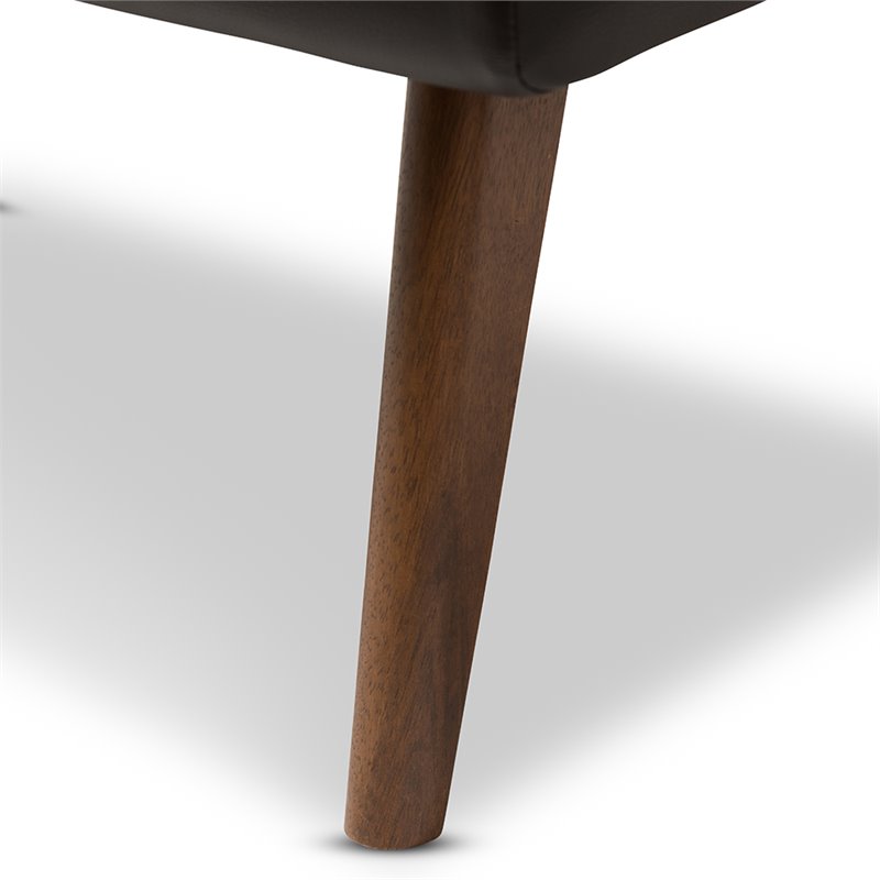 Baxton Studio Annetha Faux Leather Ottoman in Black and Walnut