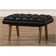 Baxton Studio Annetha Faux Leather Ottoman in Black and Walnut