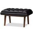 Baxton Studio Annetha Faux Leather Ottoman in Black and Walnut